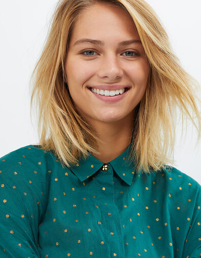 Chemise émeraude à pois pailletés dorés I.Code