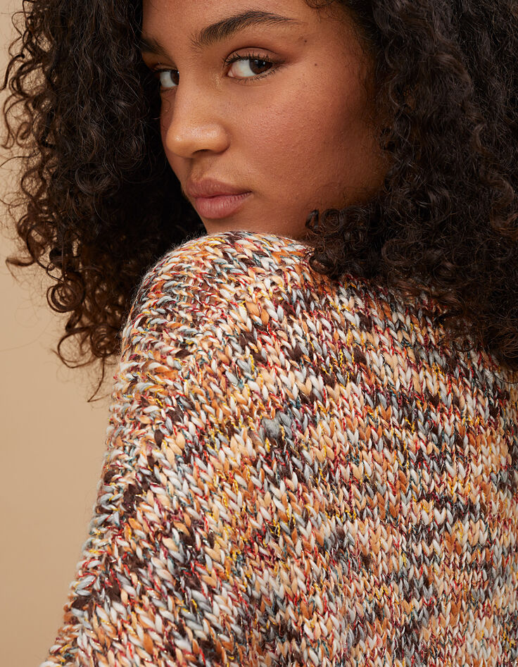Rozenhout trui opstaande hals gemengd tricot I.Code-5