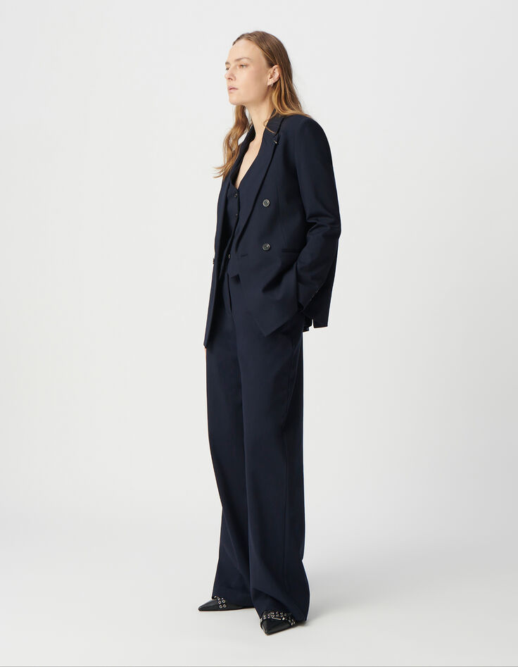 Marineblauer weiter Damenblazer Milano-Strick-1