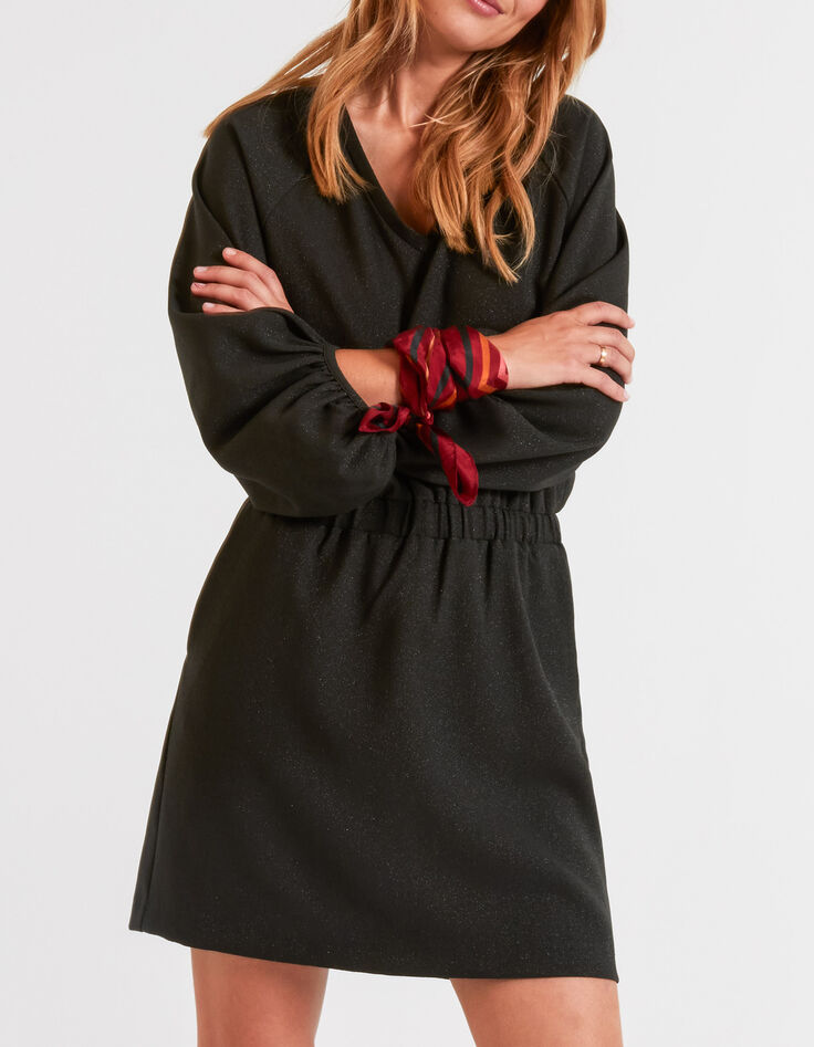 Robe vert empire pailletée manches bouffantes I.Code-2