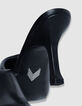 Schwarze Lederpantoffeln Damen-8