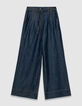 Blaue weite Damenjeans hoher Bund G&uuml;rtel-5