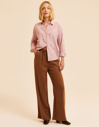 Camel wideleg broek elastische taille I.Code