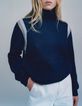 Gestreifter Jacquard-Pullover f&uuml;r Damen in Marineblau-5