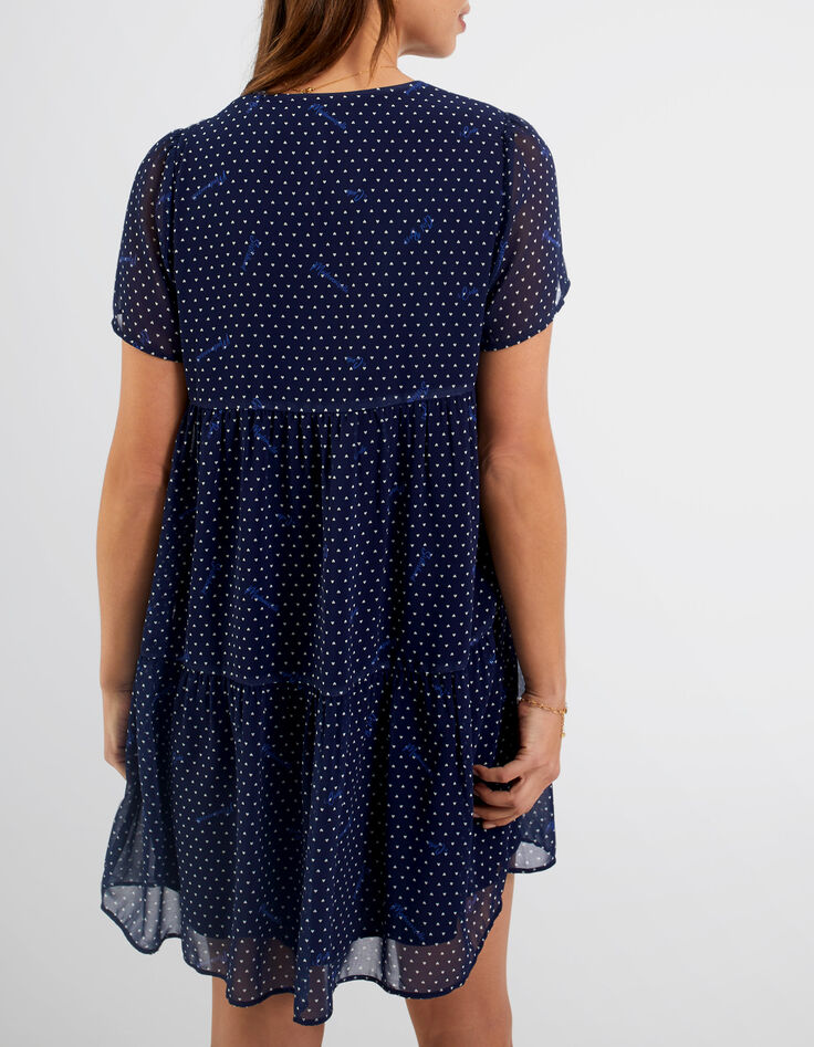 Robe indigo à imprimé petits cœurs I.Code-3