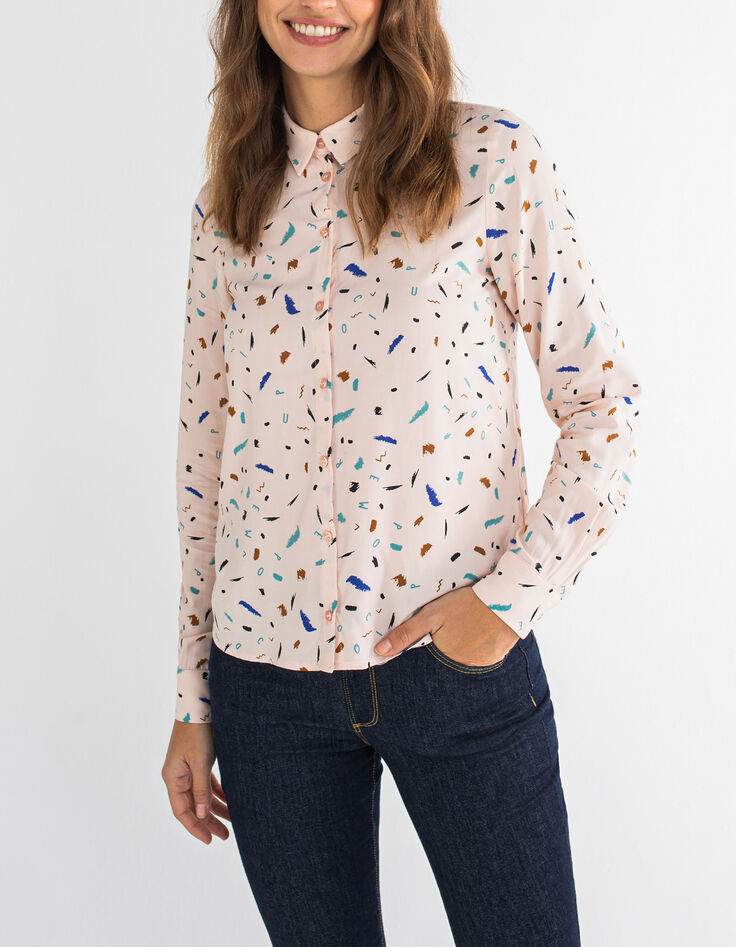 Pinke Bluse mit verspieltem Fleckenprint I.Code-1 Pinke Bluse mit verspieltem Fleckenprint I.Code-1
