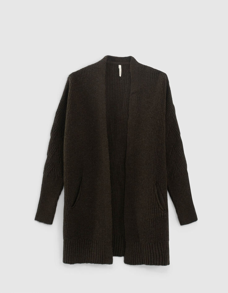 Empire-groen halflang vest in ribtricot I.Code-6