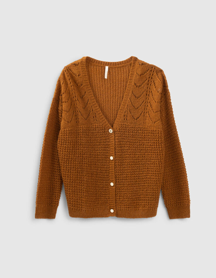 Rehbraune Zierstrickjacke I.Code-7
