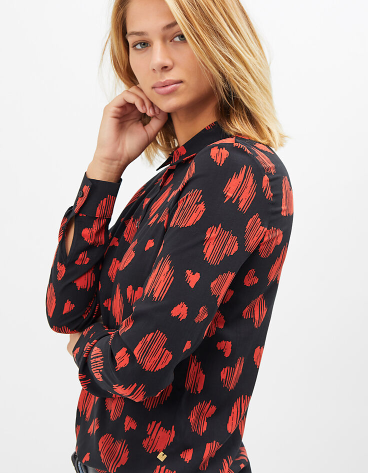 Camisa negra estampado ikat corazones I.Code-2