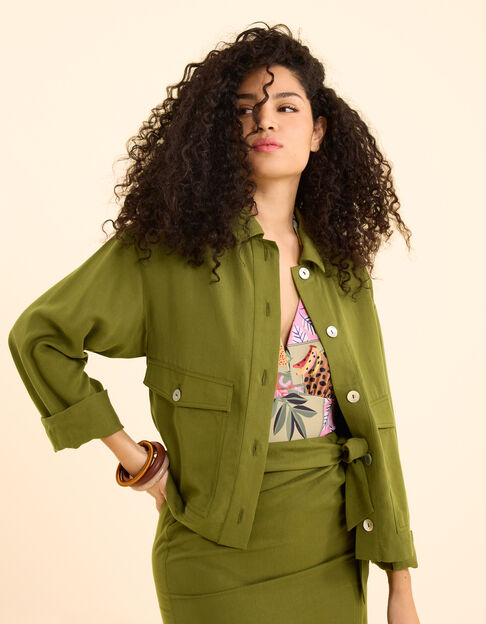 Veste kaki fluide poches boutonnées I.Code