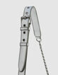 Damen 1440 G&uuml;rteltasche aus gestepptem Leder in Silber-6