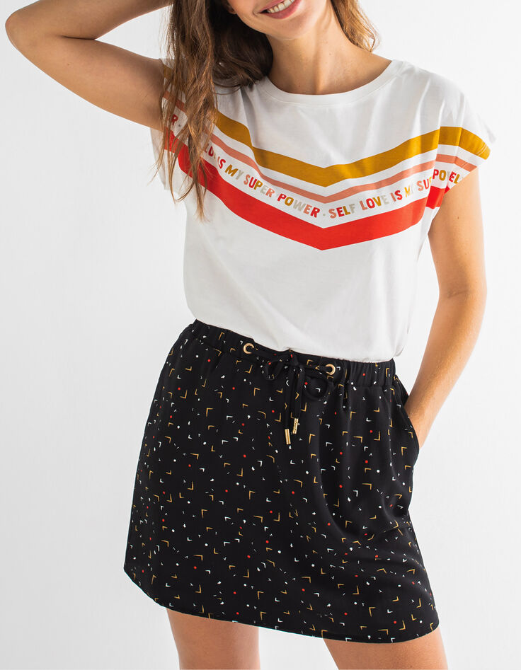 Tee-shirt blanc rayures et message I.Code -1
