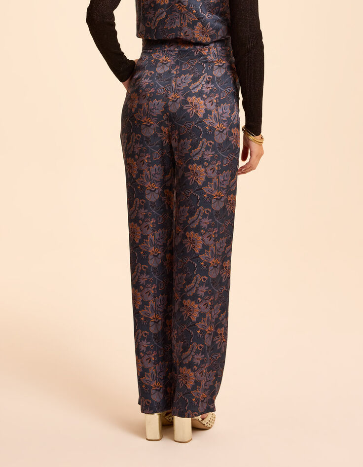 Pantalón ancho violeta estampado pañuelo I.Code-4