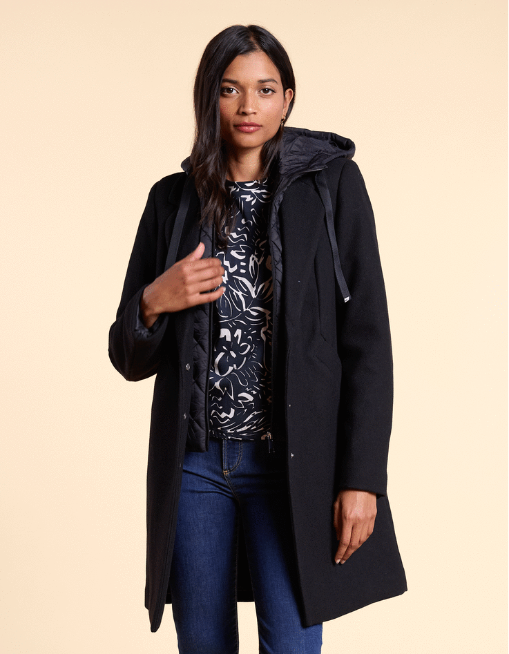 I.Code black coat with detachable facing