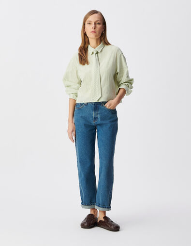 Camisa de rayas verdes para Mujer con corbata - IKKS