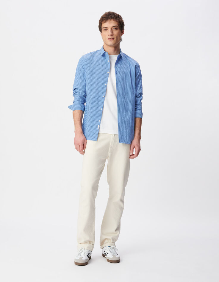 Herren EASY CARE slim blau gestreiftes Hemd-2
