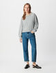 Graues Sweatshirt mit Juwelenausschnitt in &Uuml;bergr&ouml;&szlig;e Damen-1