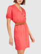 Robe portefeuille corail fluide boutonn&eacute;e I.Code-1