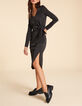Maxi vestido negro con lazo lateral I.Code-2