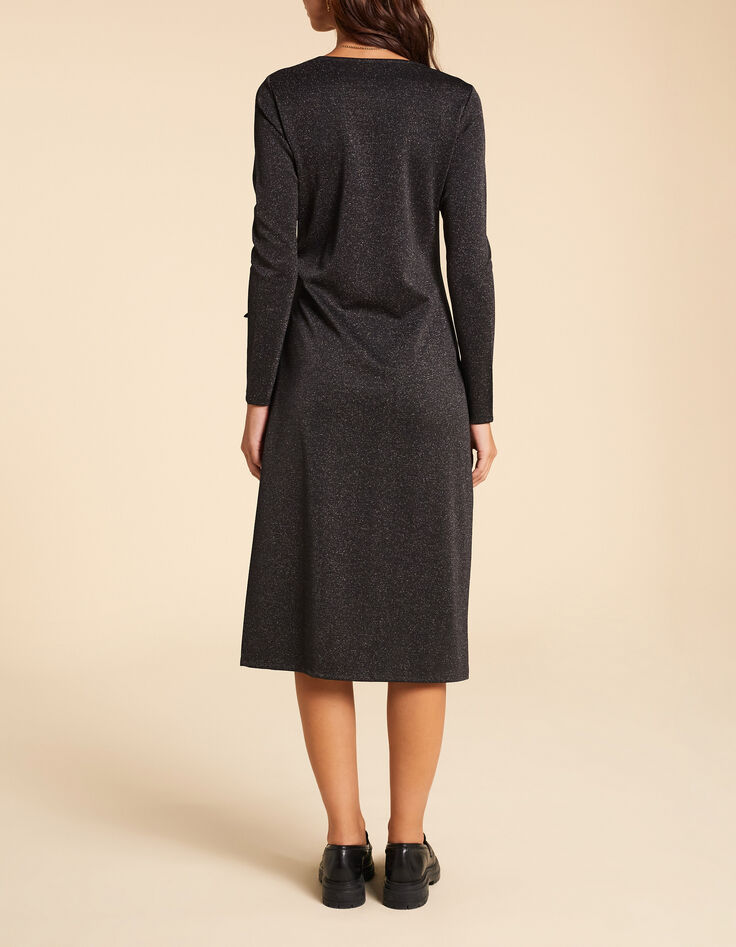 Maxi vestido negro con lazo lateral I.Code-4