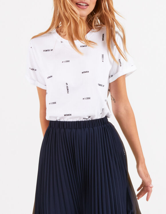 Cremeweißes T-Shirt mit Stempelmotiv I.Code 