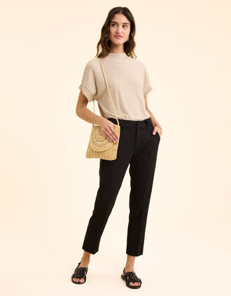 I.Code city-broek, zwart met mooie riemlussen