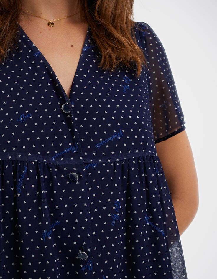 Robe indigo à imprimé petits cœurs I.Code-4