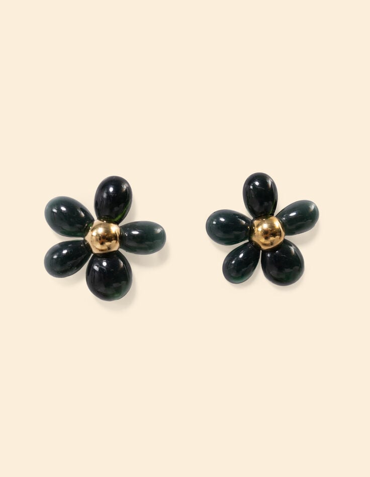 I.Code green flower earrings-4 I.Code green flower earrings-4