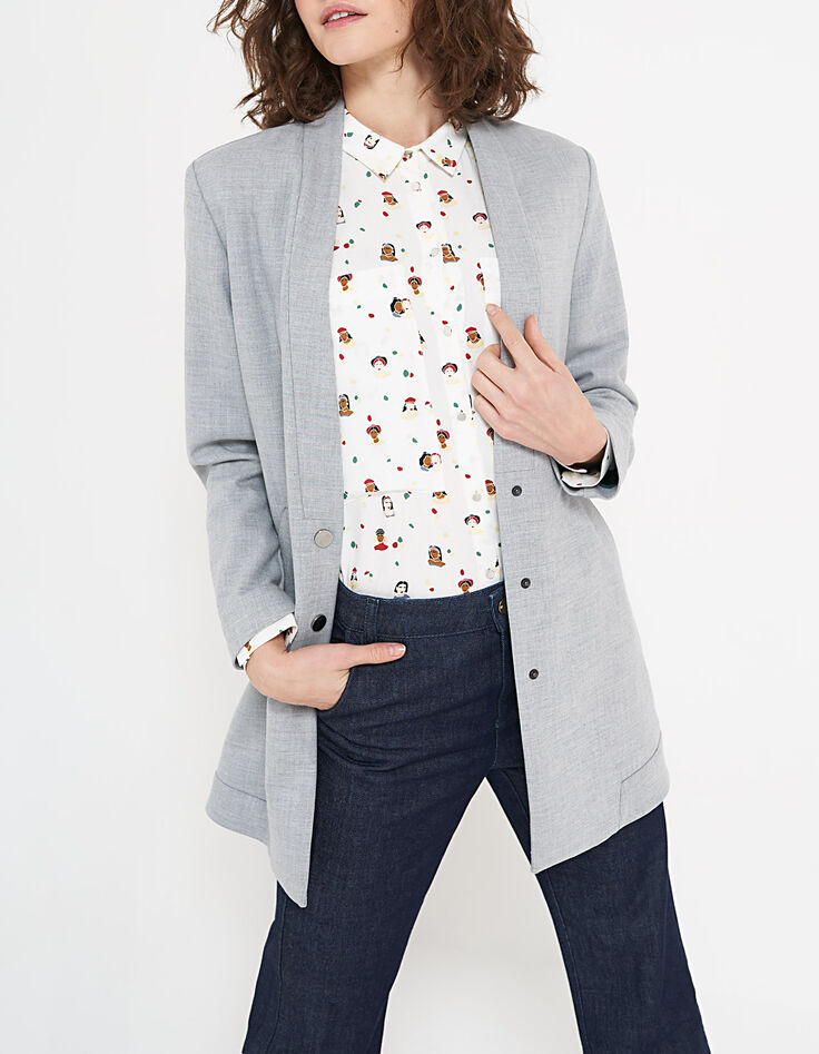 Manteau gris chiné pressionné I.Code-4