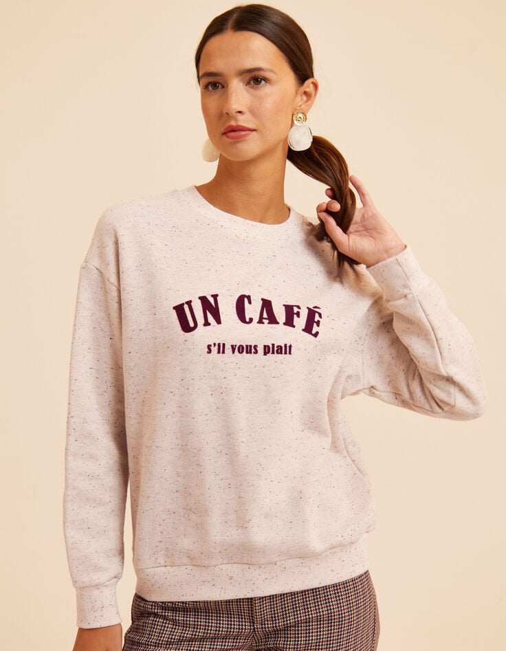Cremeweißes Sweatshirt Dupions Schriftzug I.Code-1 Cremeweißes Sweatshirt Dupions Schriftzug I.Code-1