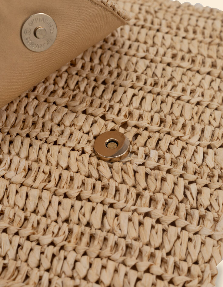 Beige Handtasche aus geflochtenem Papierstroh I.Code-6