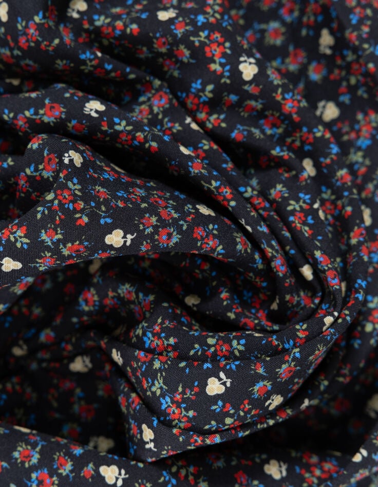 I.Code black midi skirt with winter floral print Margaux-8 I.Code black midi skirt with winter floral print Margaux-8