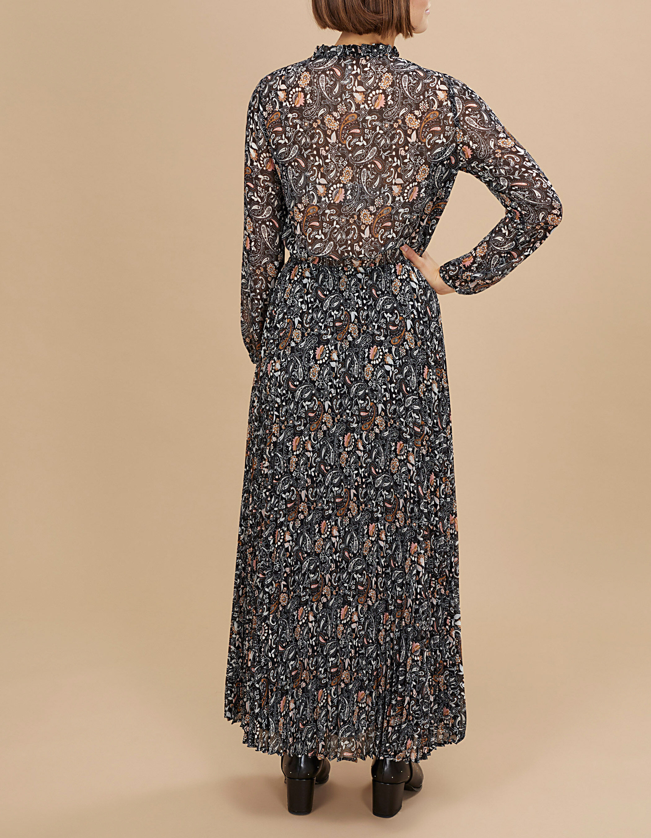I.Code black floral paisley print long dress