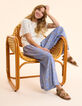 Pantalon large bleu imprimé cachemire floral I.Code-3