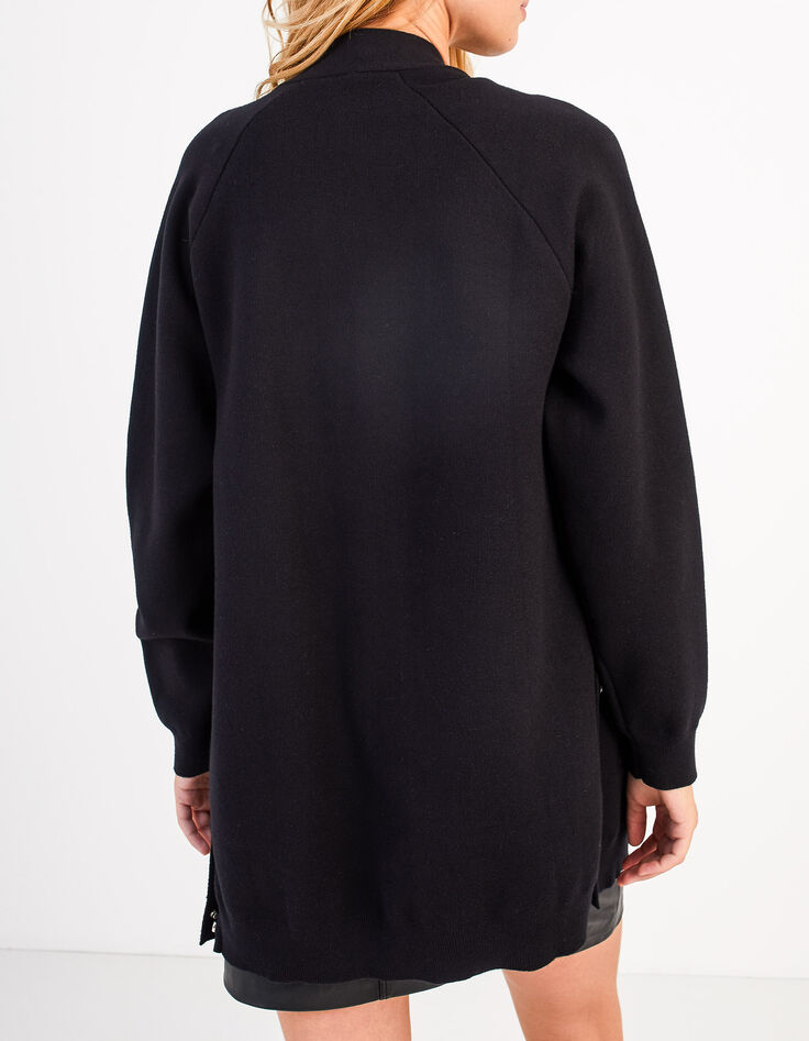 I.Code black knit coat with press studs on sides-4