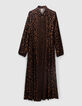Langes, schwarzes Kleid mit Leopardenprint I.Code -6
