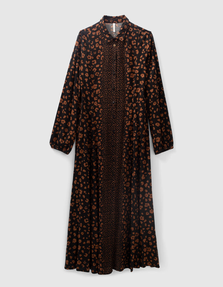 Langes, schwarzes Kleid mit Leopardenprint I.Code -6 Langes, schwarzes Kleid mit Leopardenprint I.Code -6