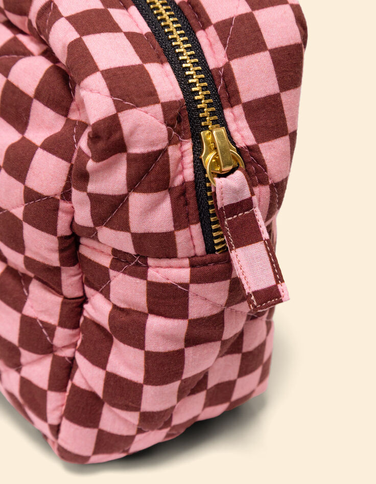 I.Code clutch bag pink checkerboard pattern-5