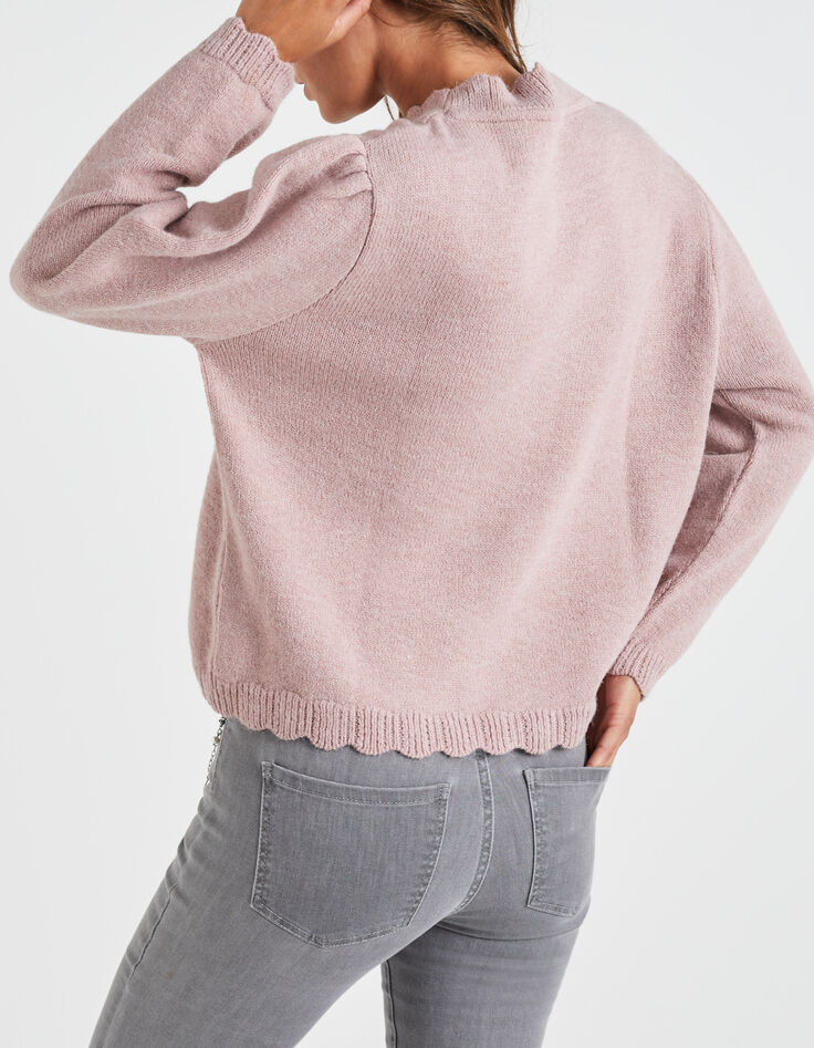 Pull sweet pink tricot bords-côtes fantaisie I.Code-2
