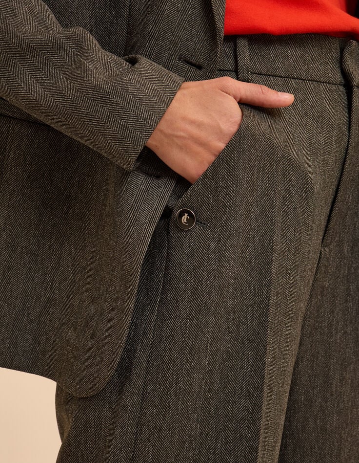 Pantalon de tailleur noir motif chevrons I.Code-4 Pantalon de tailleur noir motif chevrons I.Code-4
