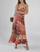 I.Code tea rose floral patchwork print long dress-1
