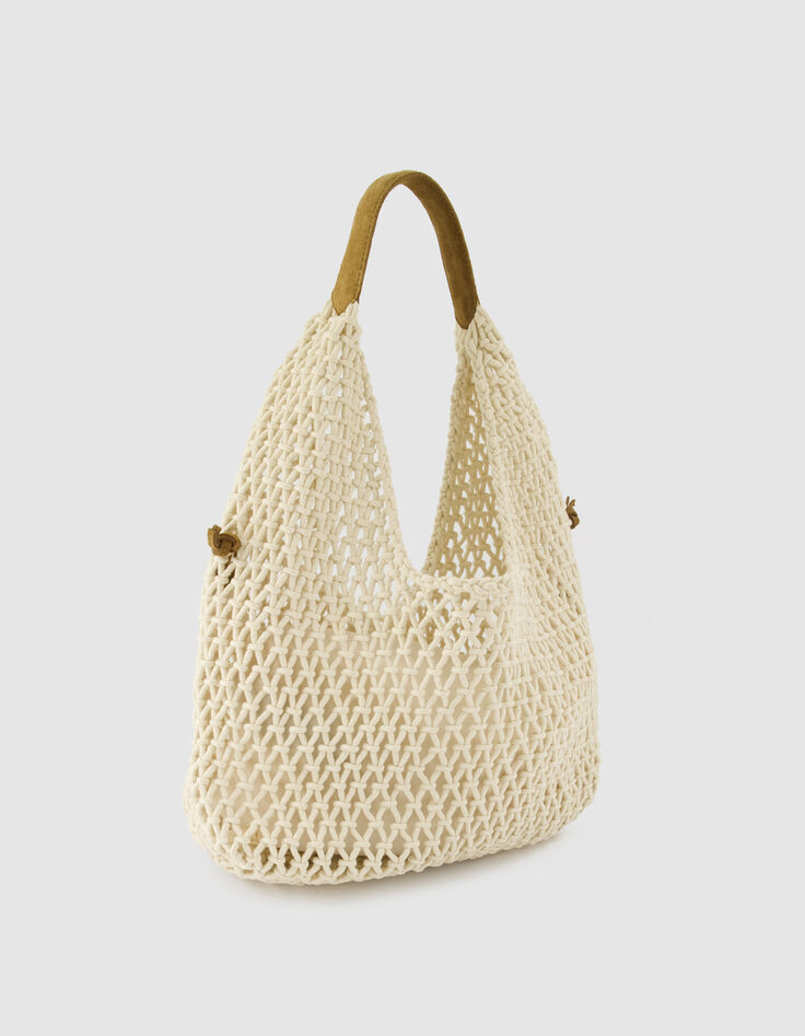 Hobo-Tasche beige geh&auml;kelt Damen-2