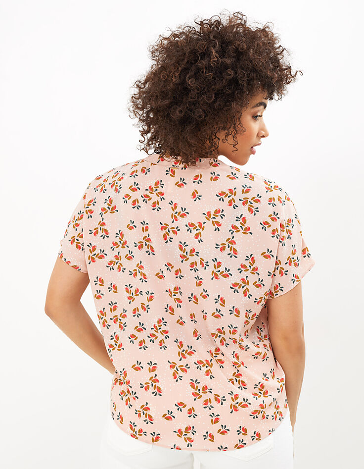 I.Code hibiscus floral and polka dot print top-3