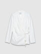 Women's white knotted-side suit jacket-7