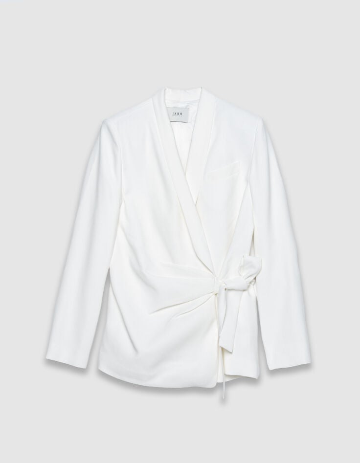 Women's white knotted-side suit jacket-7
