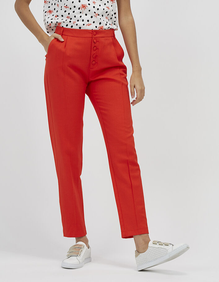 I.Code poppy jacquard city buttoned trousers - I.CODE