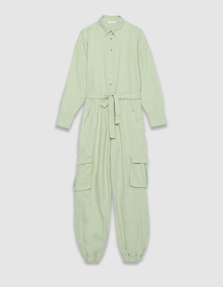 Damen Kampfgeist Mandelgr&uuml;n Denim jumpsuit-6