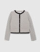 Cremewei&szlig;er Damenpiqu&eacute;blazer mit schwarzen Streifen-6