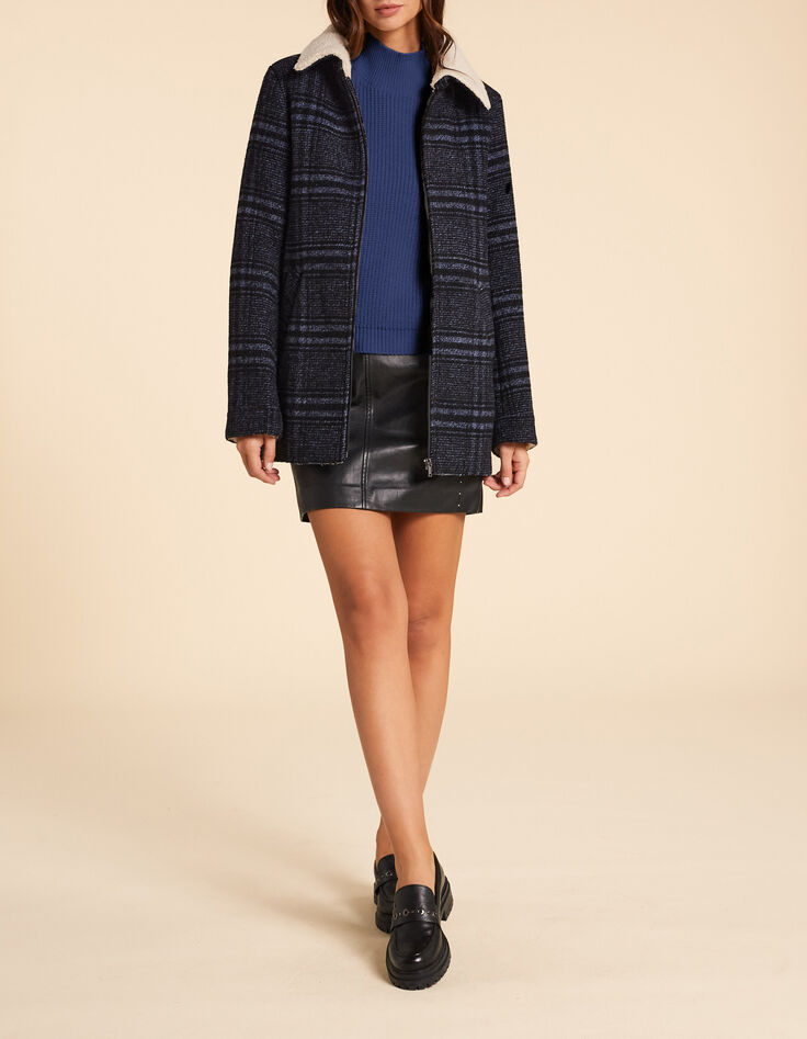 I.Code blue stand-up collar sweater-2