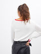 Jersey blanco roto borde rojo de punto-4